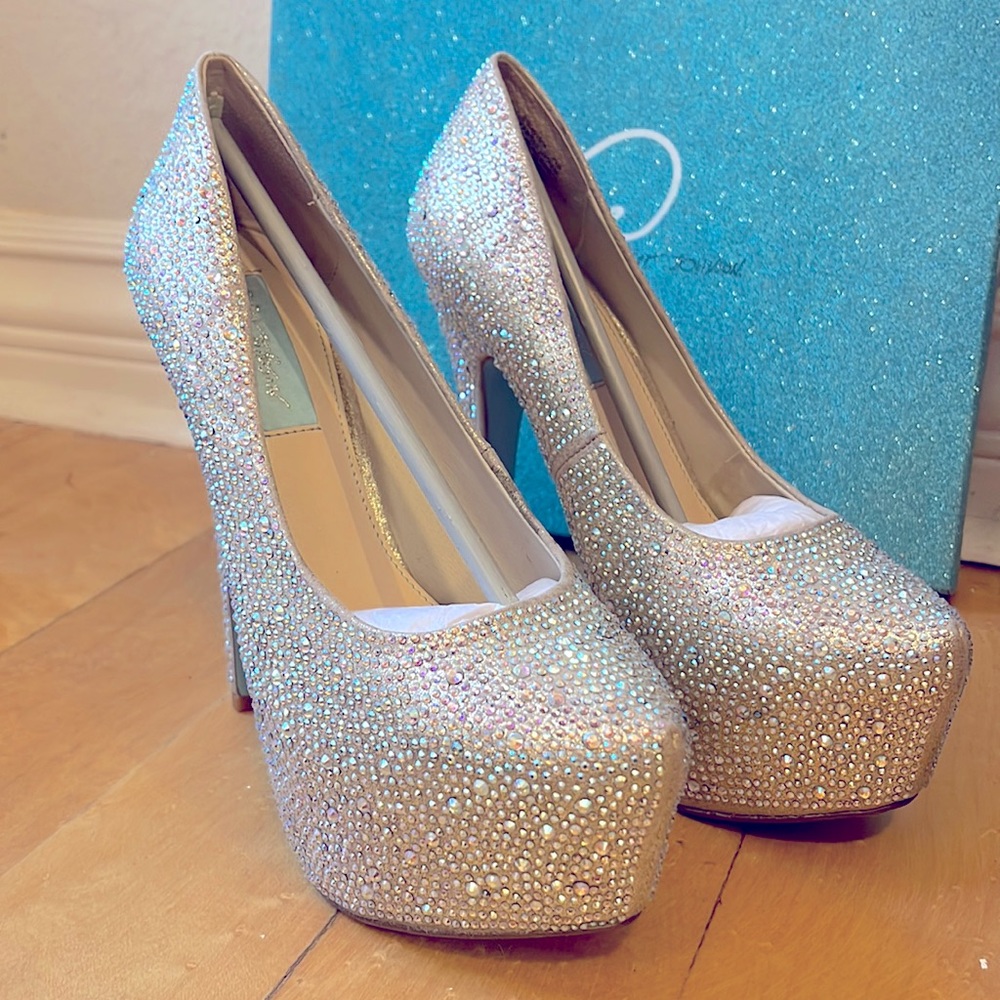 Blue by Betsy Johnson WISH Rhinestone covered platforms size 7.5M